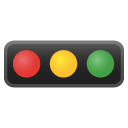 Horizontal stoplight with green illuminated on the far right